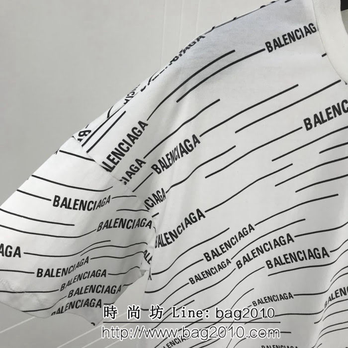 BALENCIAGA巴黎世家 19ss早春新款 滿身logo印花短袖 數碼直噴印花工藝 黑白雙色 情侶款 ydi2100